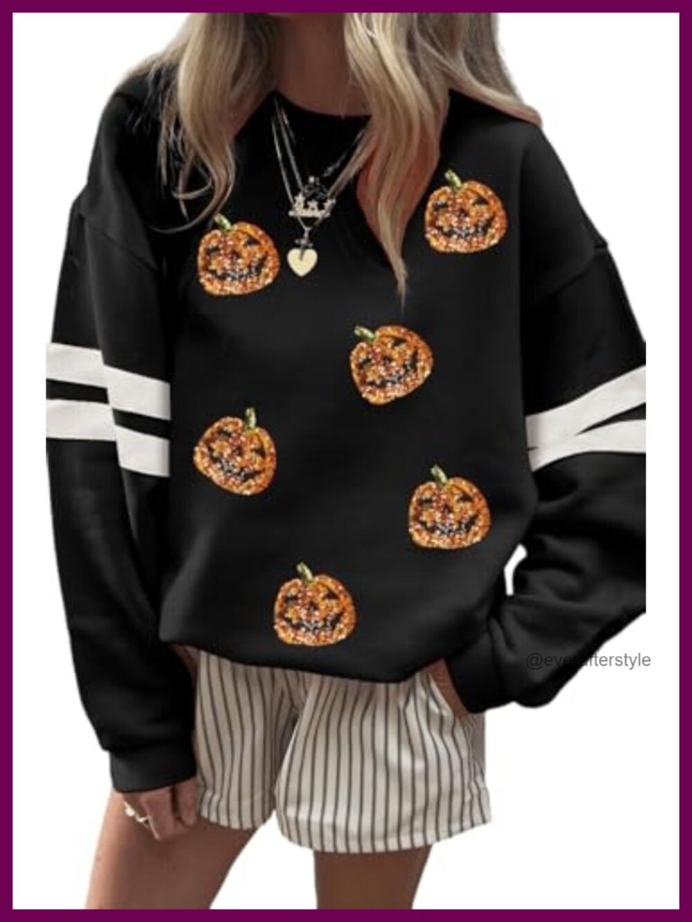 Oversized Crewneck Sweatshirt Long Sleeve Striped Pullover Top